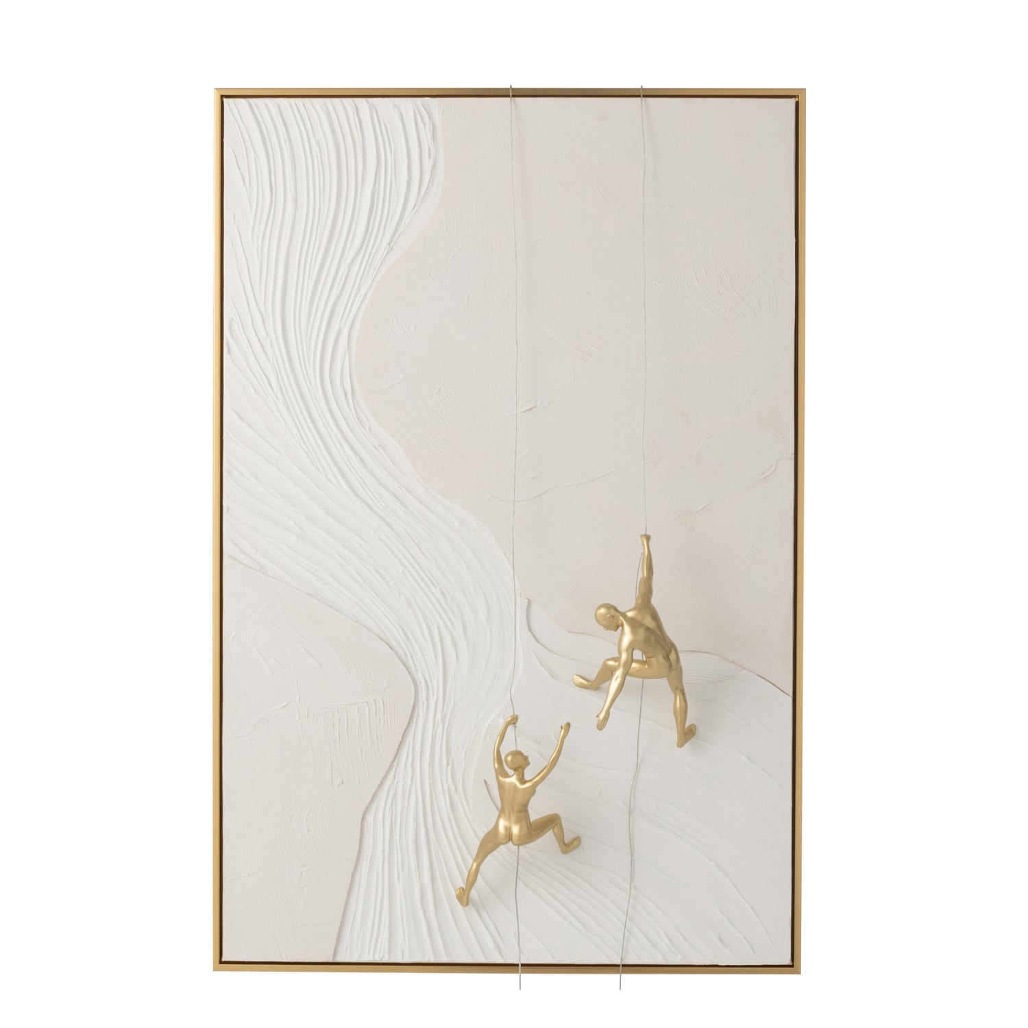 Schilderij Men Hanging Rechthoek Acryl Wit/Goudkleurig J-Line