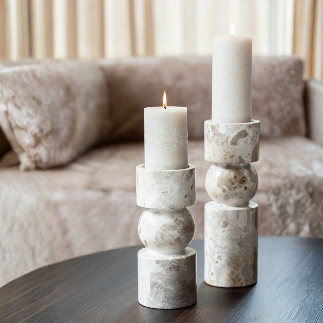 Kaarshouder Marmer Beige Large J-Line