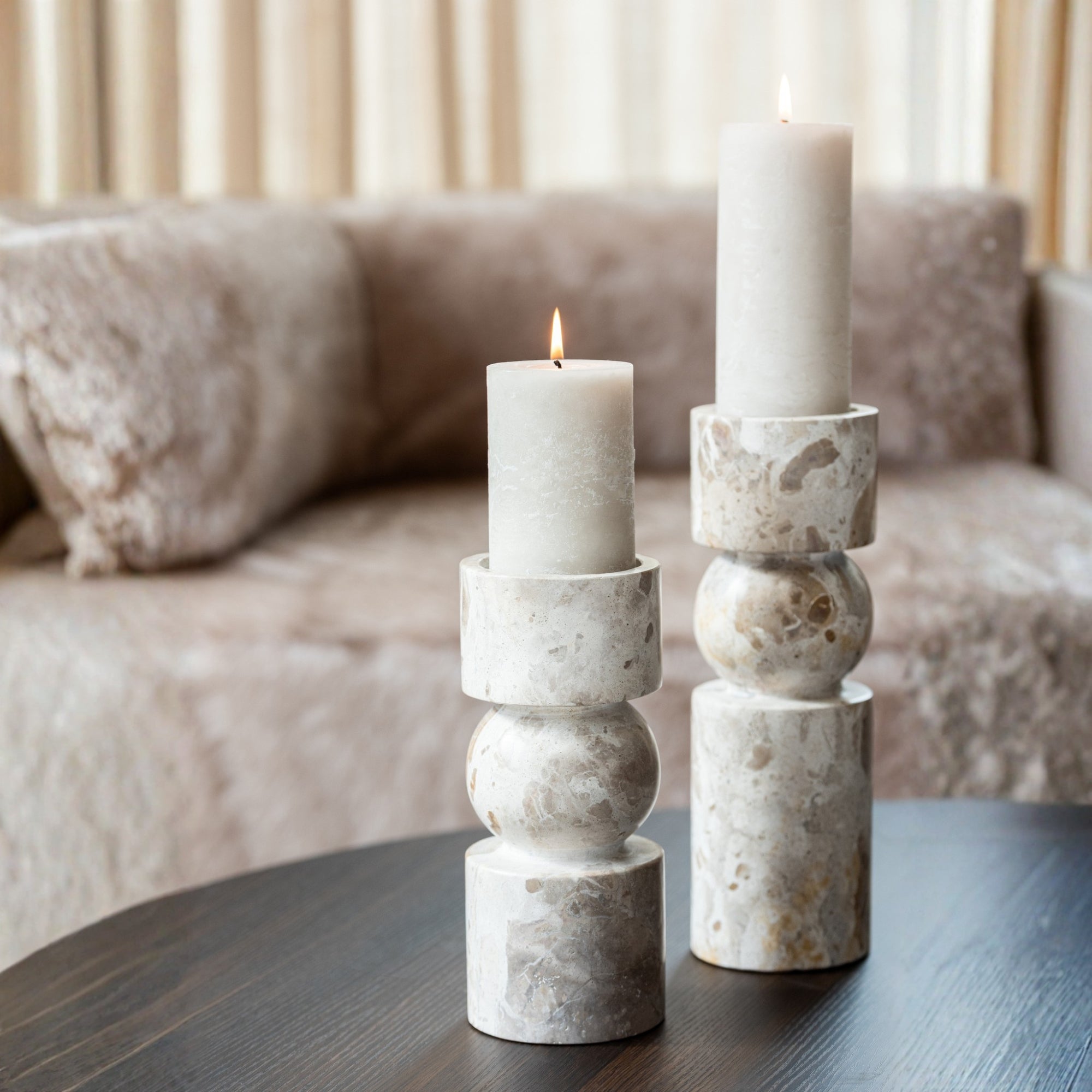 Kaarshouder Marmer Beige Large J-Line