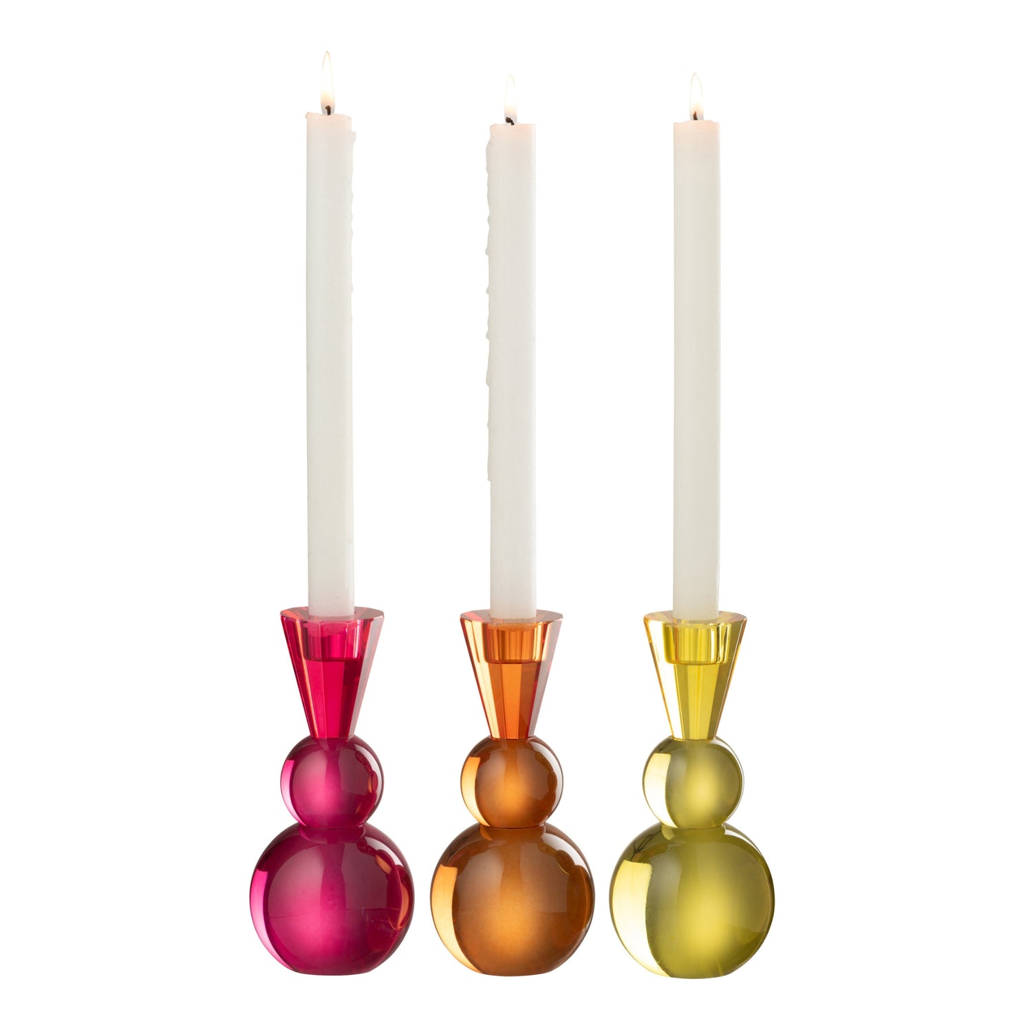 Kerzenständer Kugel Glas Gelb/Orange Satz von 3 J-Line