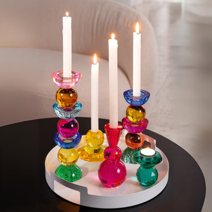 Kerzenständer Kugel Glas Gelb/Orange Satz von 3 J-Line