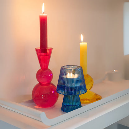Kerzenständer Kugel Glas Gelb/Orange Satz von 3 J-Line