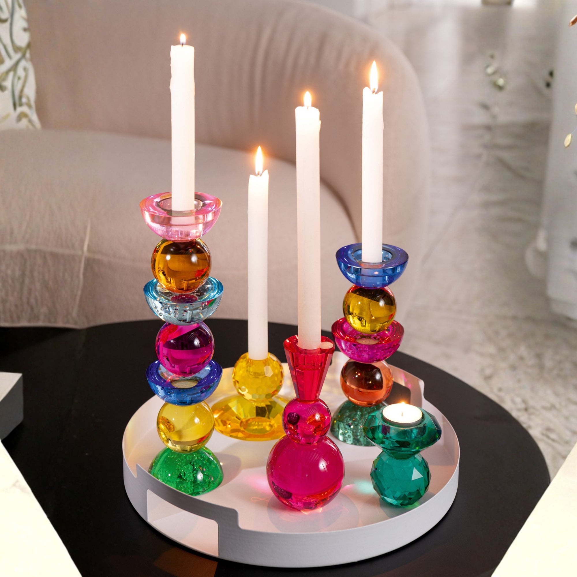 Kaarshouder Bal Glas Geel/Oranje Set van 3 J-Line