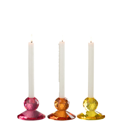Kaarshouder Bal Glas Geel/Oranje set van 3 J-Line
