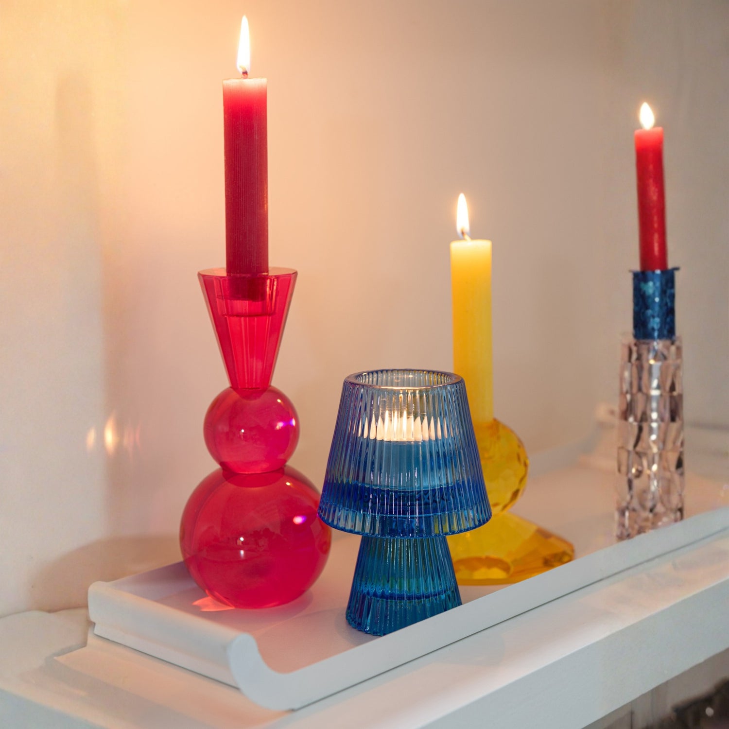 Kaarshouder Bal Glas Geel/Oranje set van 3 J-Line