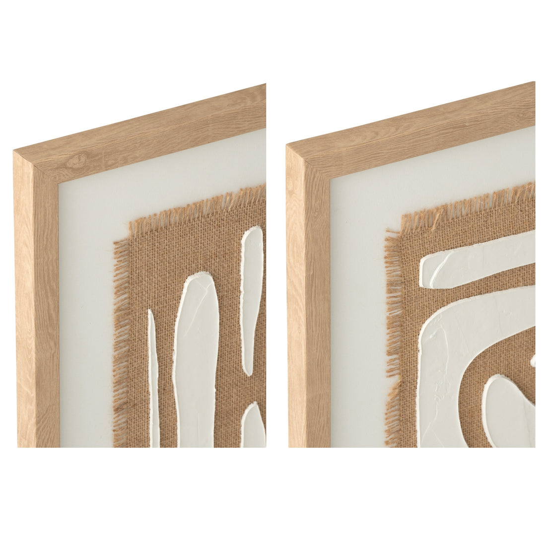Schilderij Gestreept Mdf Wit/Naturel Set van 2 J-Line