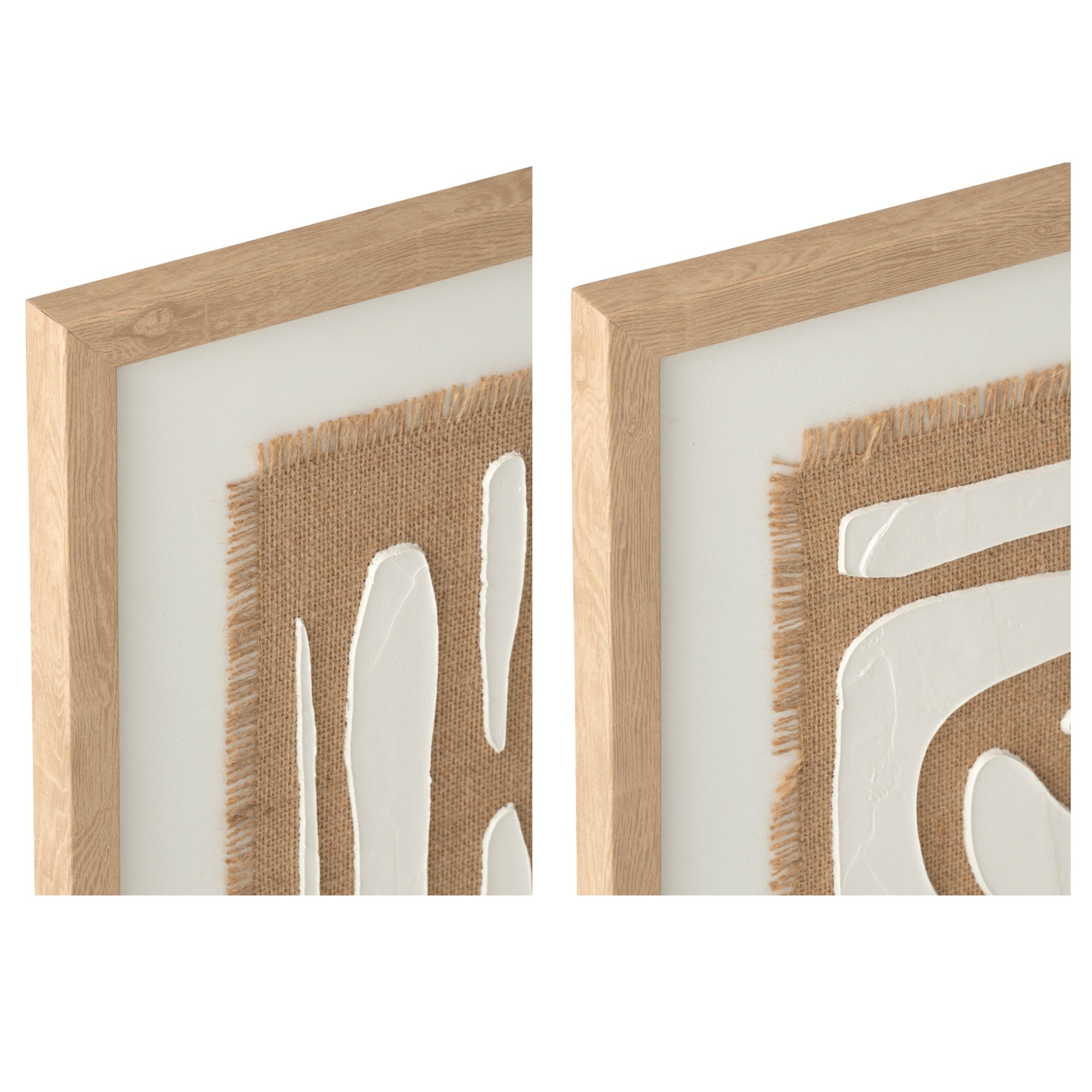 Schilderij Gestreept Mdf Wit/Naturel Set van 2 J-Line