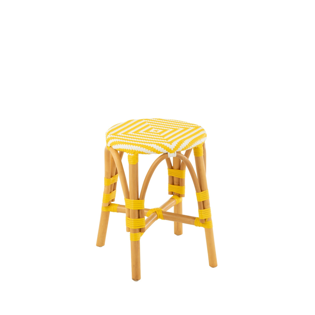 Outdoor Kruk Geo Rond Rotan Geel/Wit J-Line