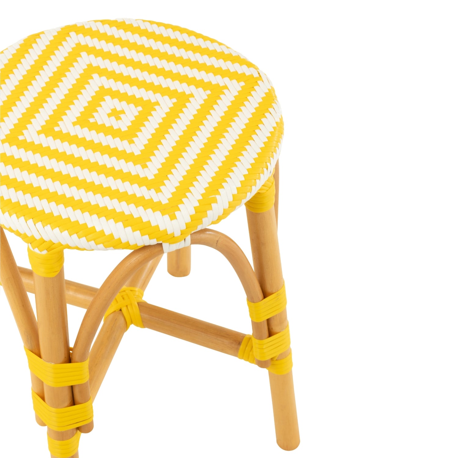 Outdoor Kruk Geo Rond Rotan Geel/Wit J-Line