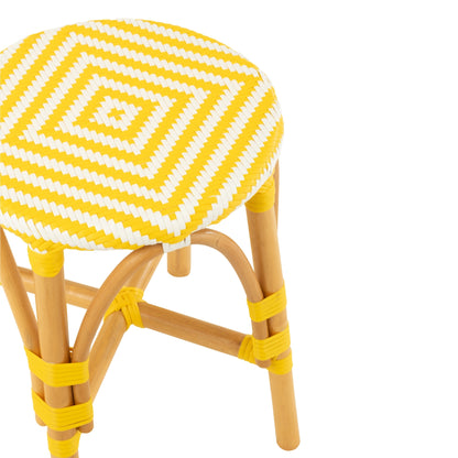 Outdoor Kruk Geo Rond Rotan Geel/Wit J-Line