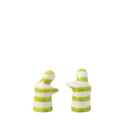 Peper &amp; Zout Stelletje Granada Strepen Groen/Wit Keramiek J-Line