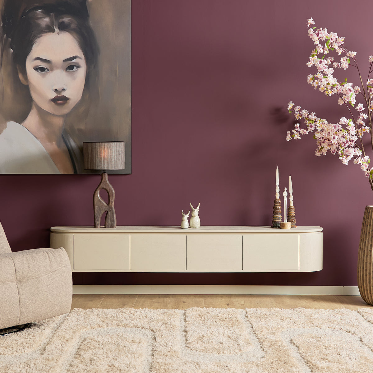 Zwevend TV-meubel Ambiance Mangohout Naturel 120cm Starfurn