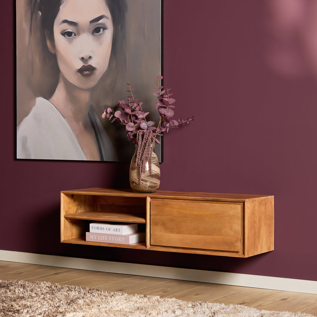 Zwevend TV-meubel Ambiance Mangohout Naturel 120cm Starfurn