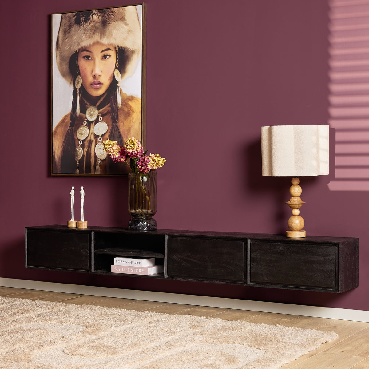 Zwevend TV-meubel Ambiance Mangohout Naturel 120cm Starfurn