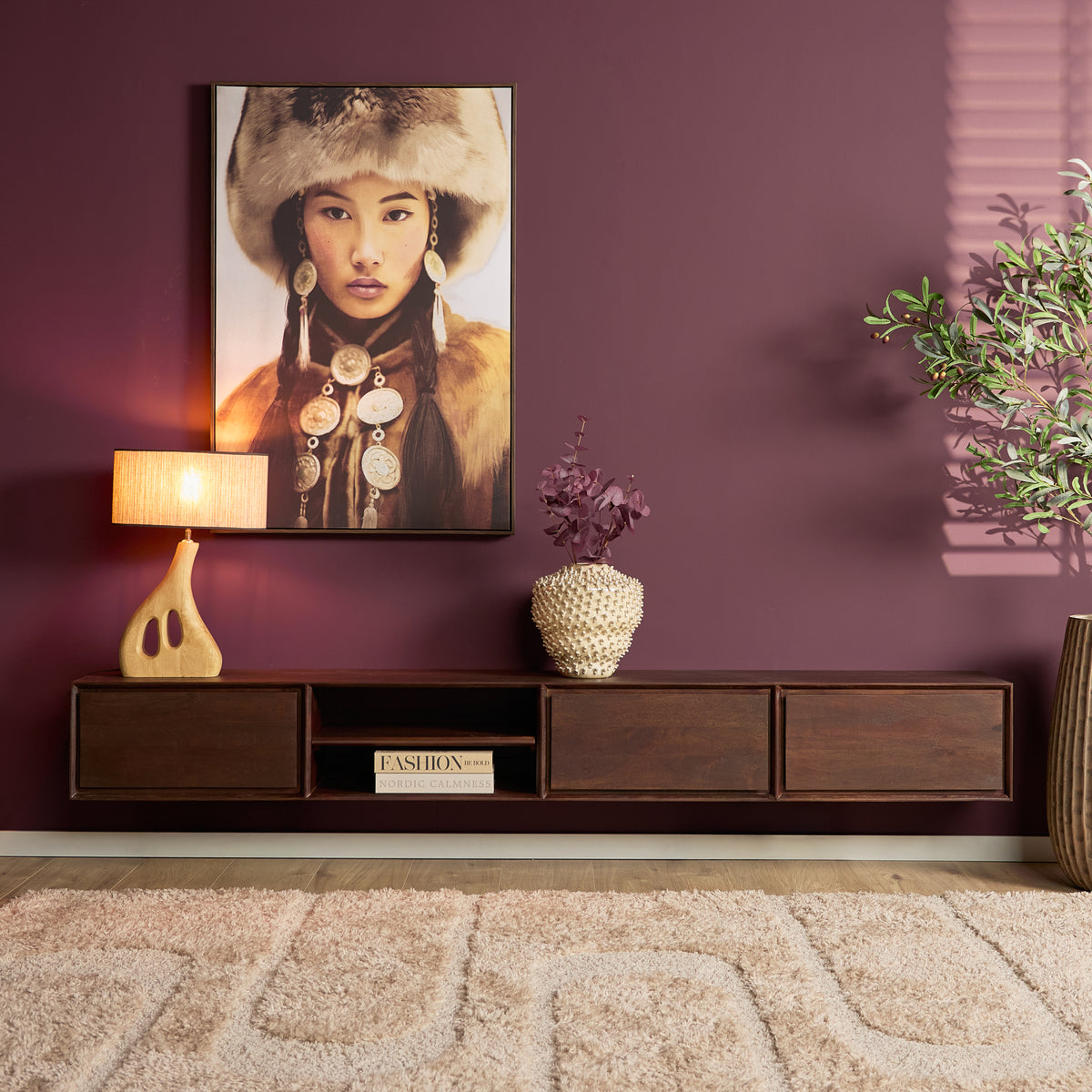 Zwevend TV-meubel Ambiance Mangohout Naturel 120cm Starfurn