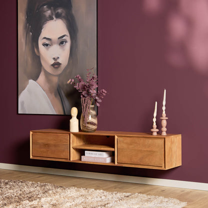 Zwevend TV-meubel Ambiance Mangohout Naturel 160cm Starfurn