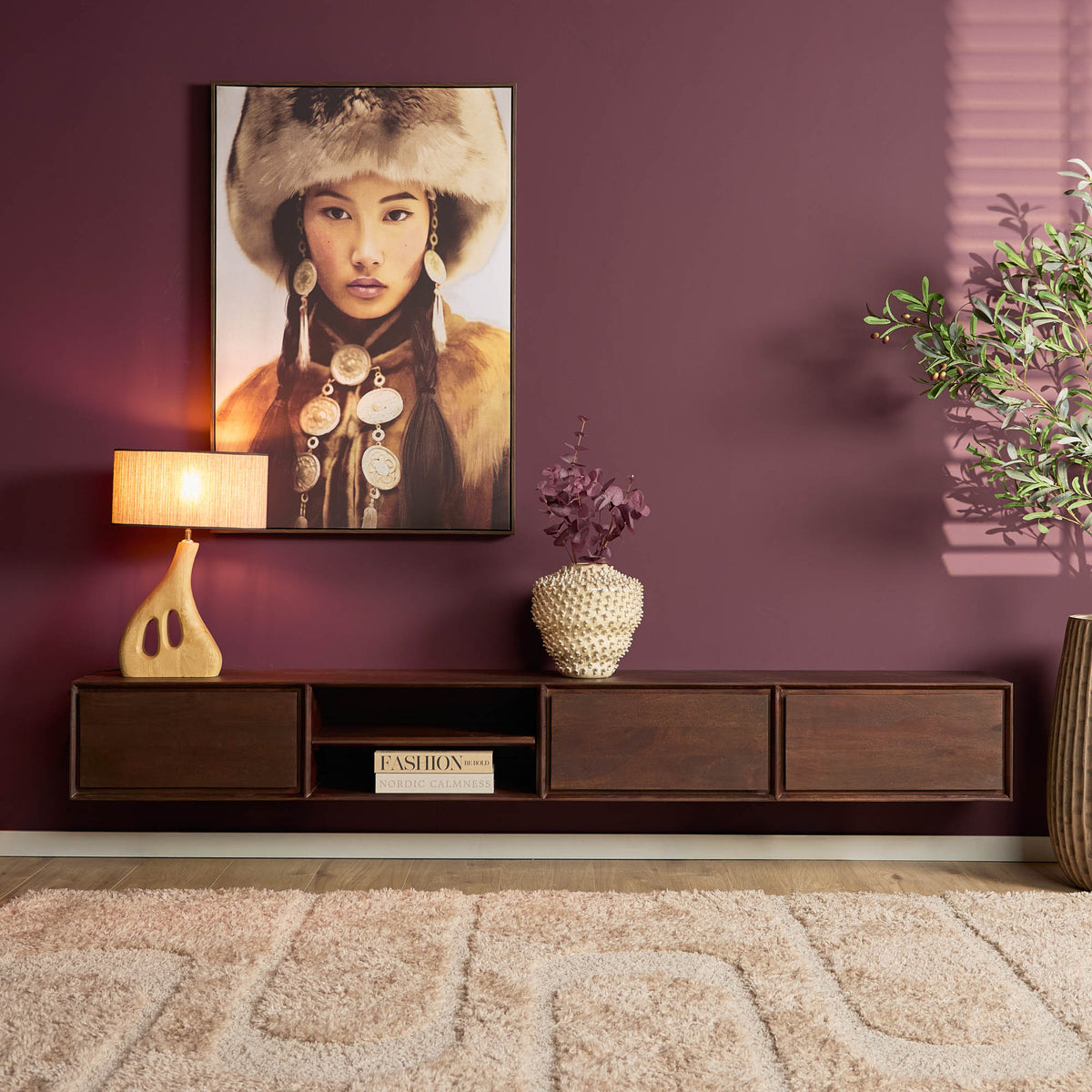 Zwevend TV-meubel Ambiance Mangohout Bruin 240cm Starfurn