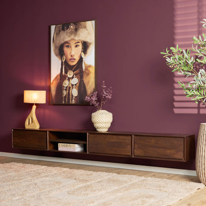Zwevend TV-meubel Ambiance Mangohout Bruin 280cm Starfurn