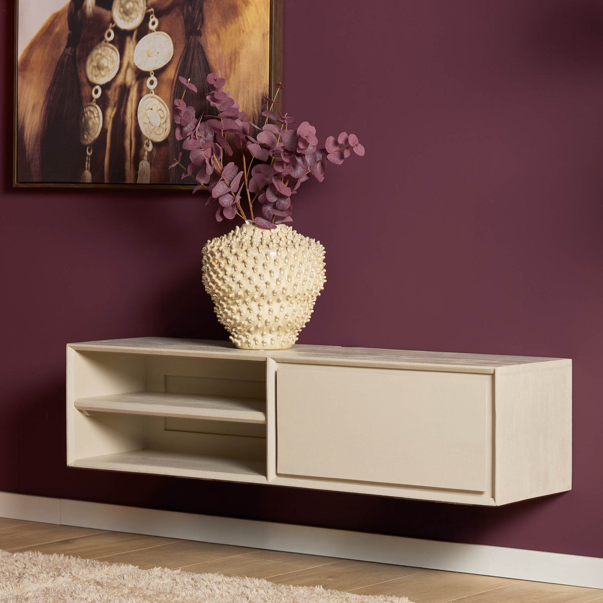 Zwevend TV-meubel Ambiance Mangohout Zand 120cm Starfurn