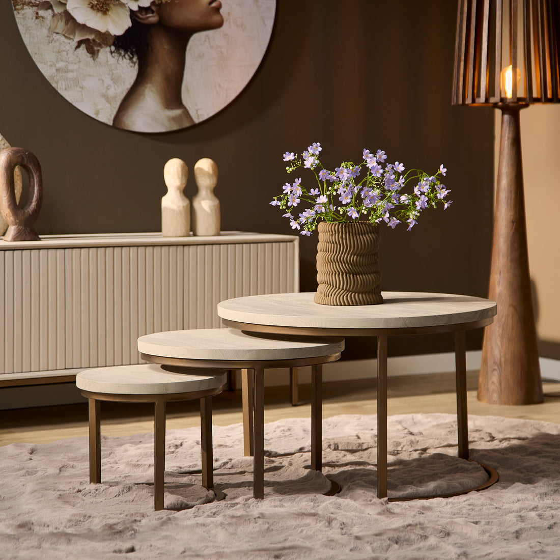 Salontafels Madison Mangohout Zand Set van 3 Starfurn