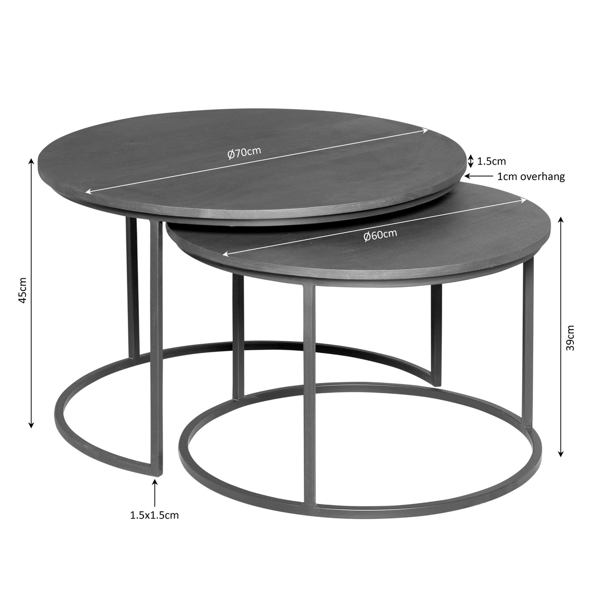 Salontafels Madison Mangohout Naturel Set van 2 Starfurn