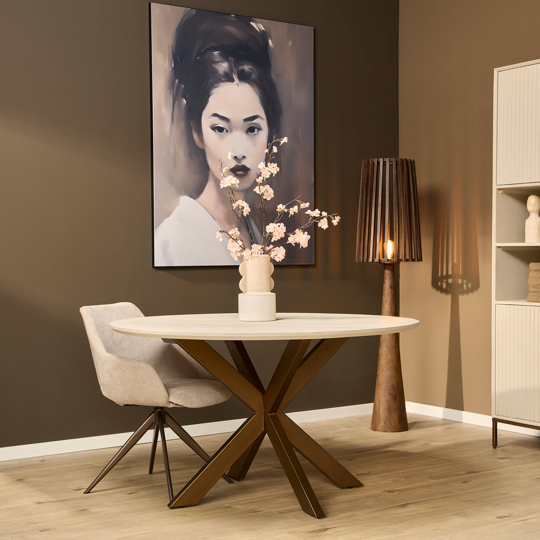 Eettafel Madison Mangohout Zand Rond 130cm Starfurn