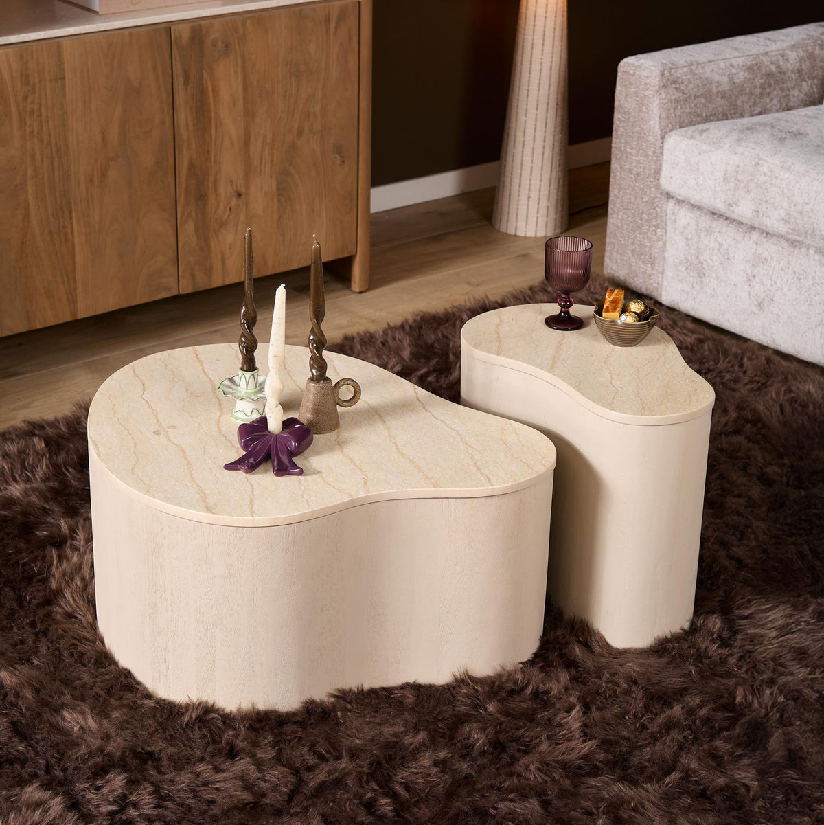Salontafel Lovi Mangohout Zand 77cm Starfurn