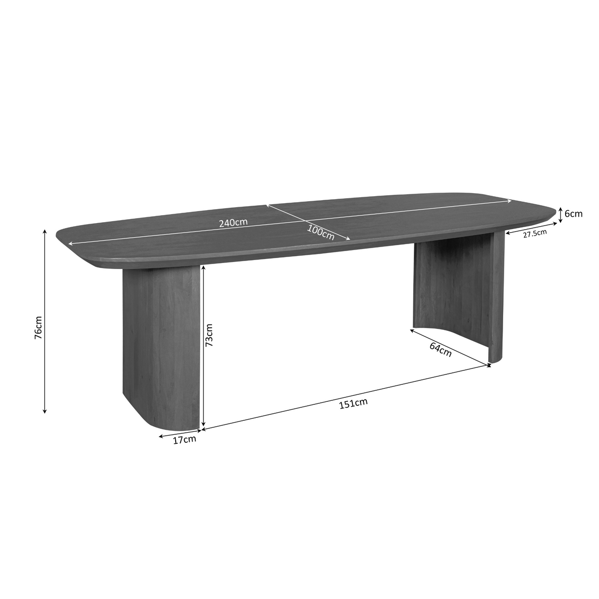 Eettafel Maré Mangohout Bruin 240cm Starfurn