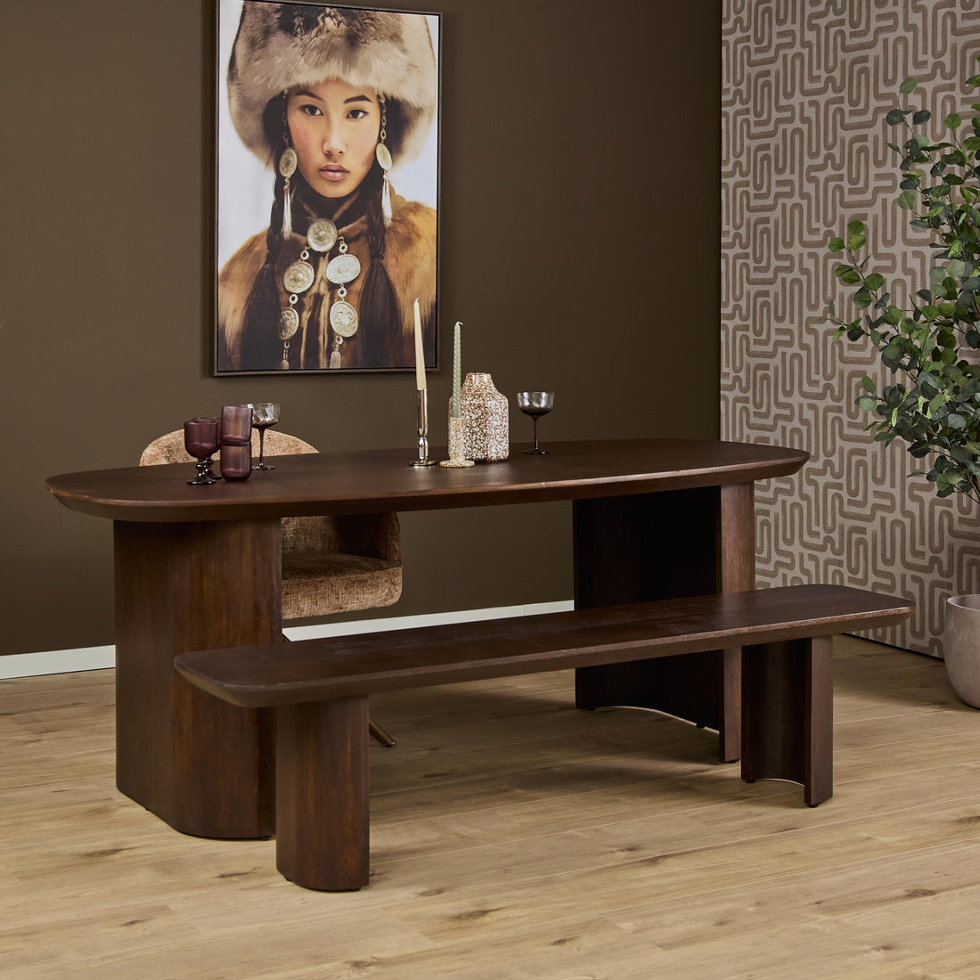 Eetkamerbank Maré Mangohout Bruin 180cm Starfurn