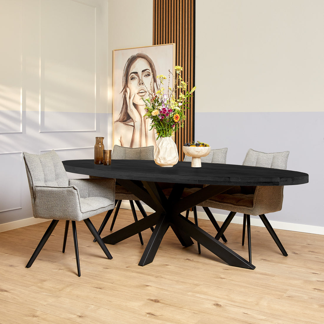 Eettafel Denver Mangohout Zwart Ovaal 240cm Starfurn