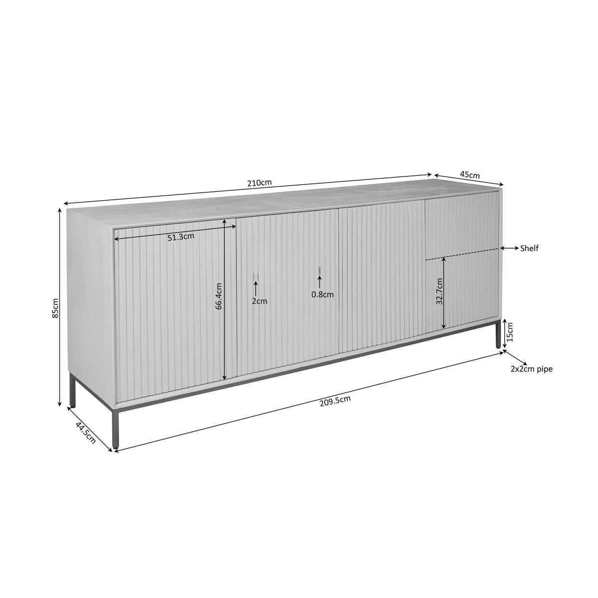Dressoir Madison Mangohout Bruin 210cm Starfurn