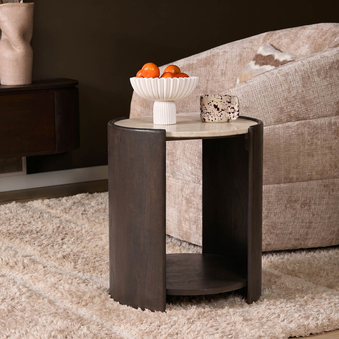 Bijzettafel Rune Botticino Marmer 45cm Starfurn