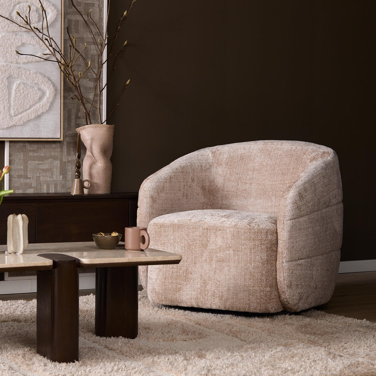 Fauteuil Yara Draaibaar Stof Beige Starfurn