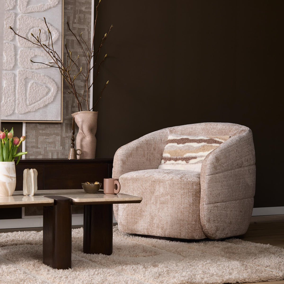 Fauteuil Yara Draaibaar Stof Beige Starfurn