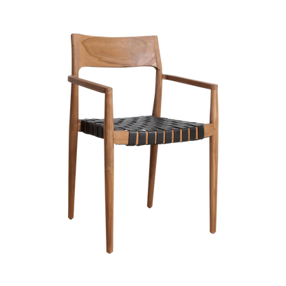 Freya Eetkamerstoel Met Armleuning Leer Zwart Raw Materials