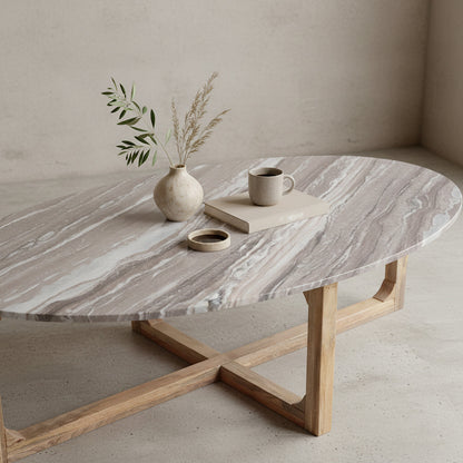 Salontafel Marmer Fantasy Ovaal Bruin Raw Materials