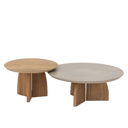 DTP Home Salontafel Nova Set van 2 Teakhout + Travertin