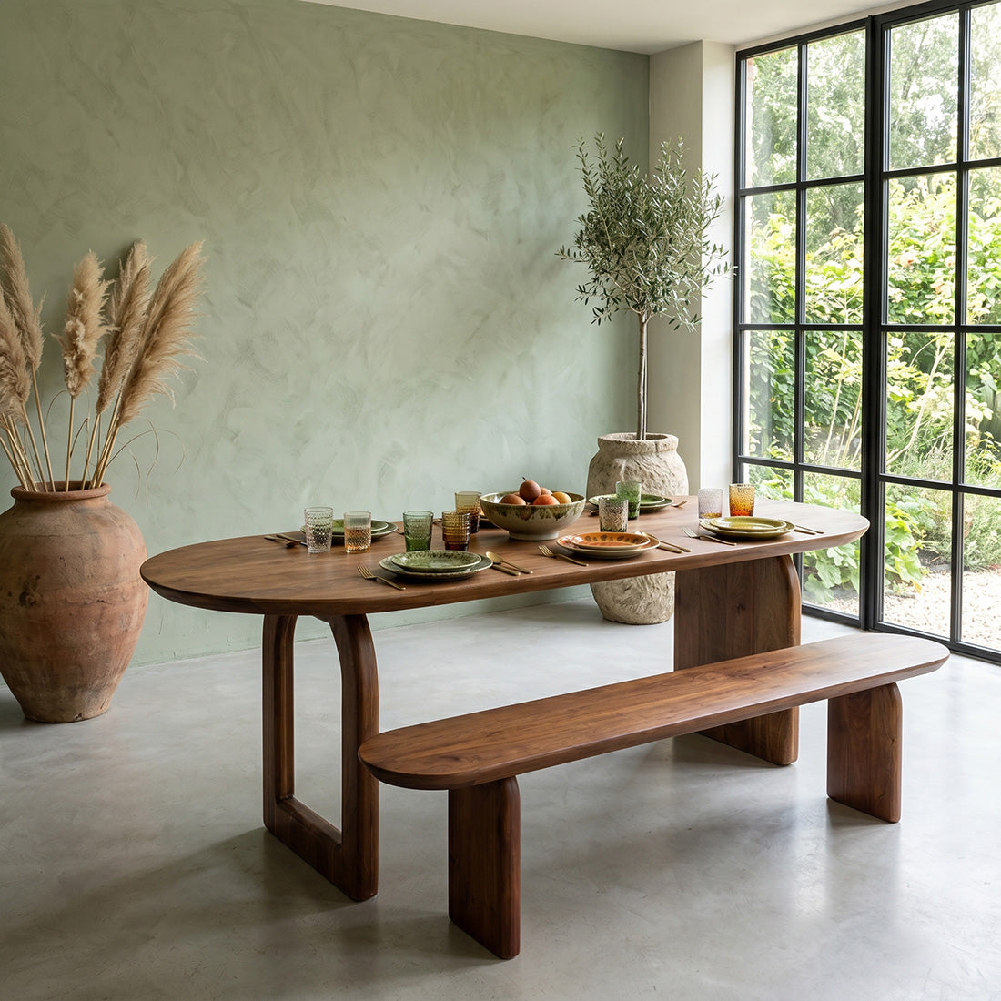 Bullnose Eettafel Mix Bruin 180cm Raw Materials