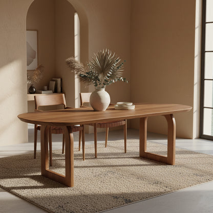 Bullnose Eettafel Open Bruin 180cm Raw Materials