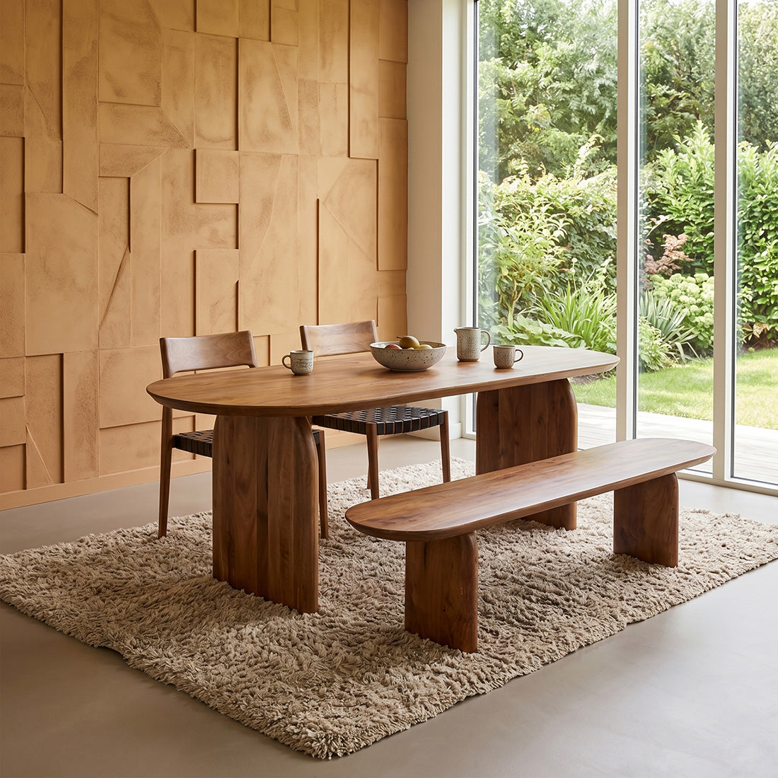 Bullnose Eettafel Gesloten Bruin 180cm Raw Materials