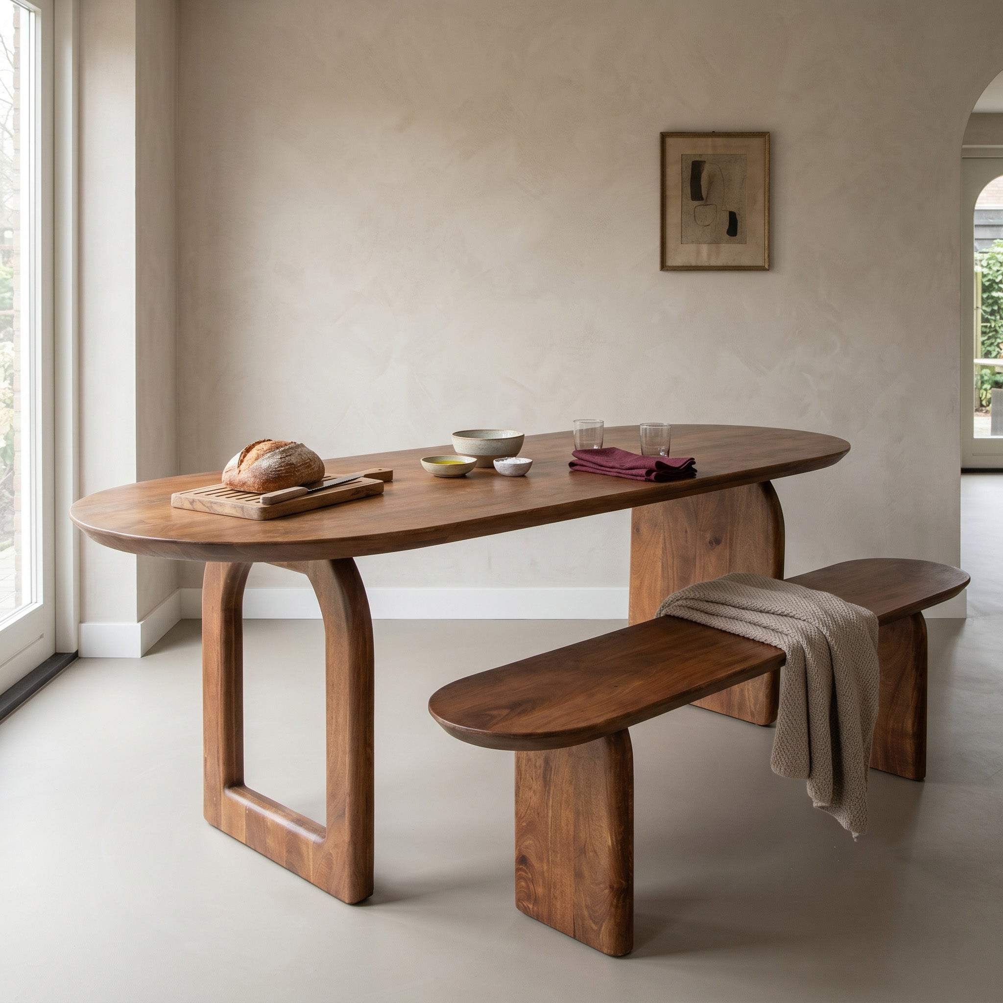 Bullnose Eettafel Mix Bruin 200cm Raw Materials