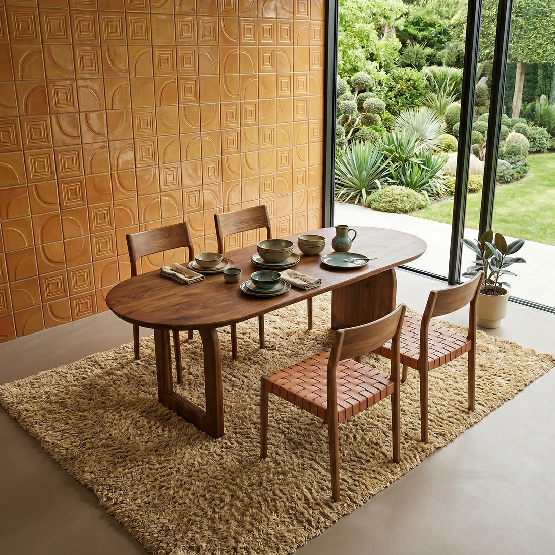 Bullnose Eettafel Mix Bruin 200cm Raw Materials