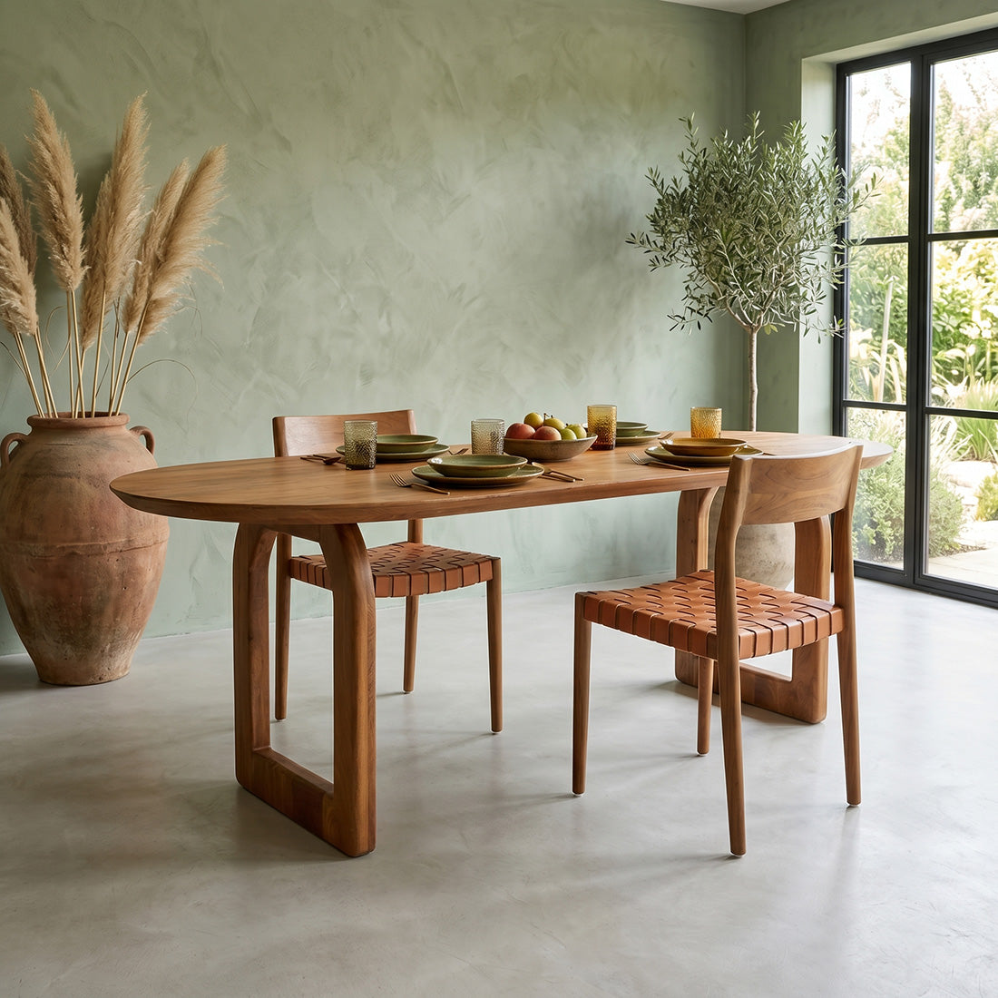 Bullnose Eettafel Open Bruin 200cm Raw Materials