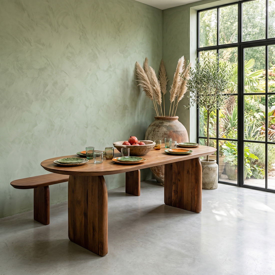 Bullnose Eettafel Gesloten Bruin 200cm Raw Materials