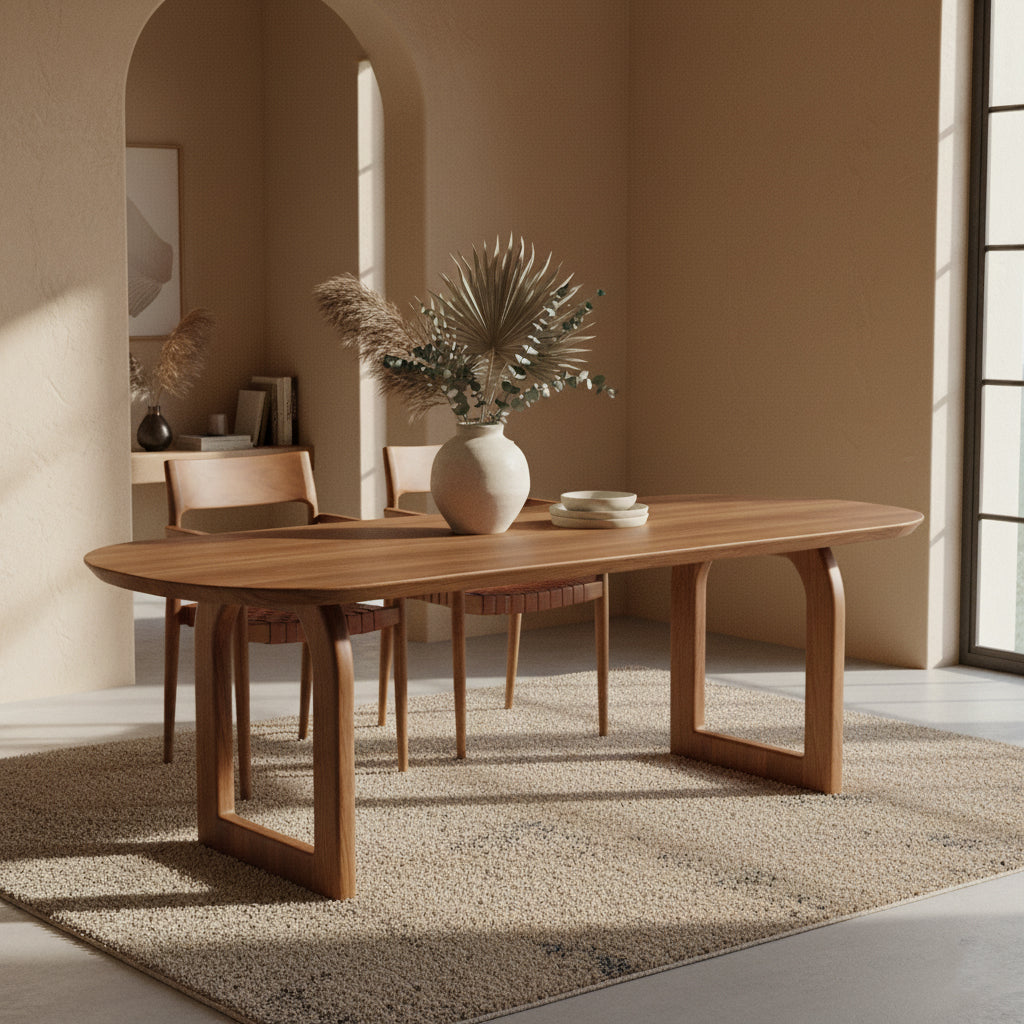 Bullnose Eettafel Open Bruin 240cm Raw Materials