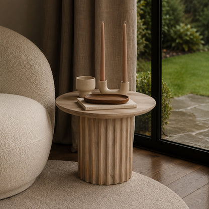 Bijzettafel Reversed Fluted Naturel 55cm Raw Materials