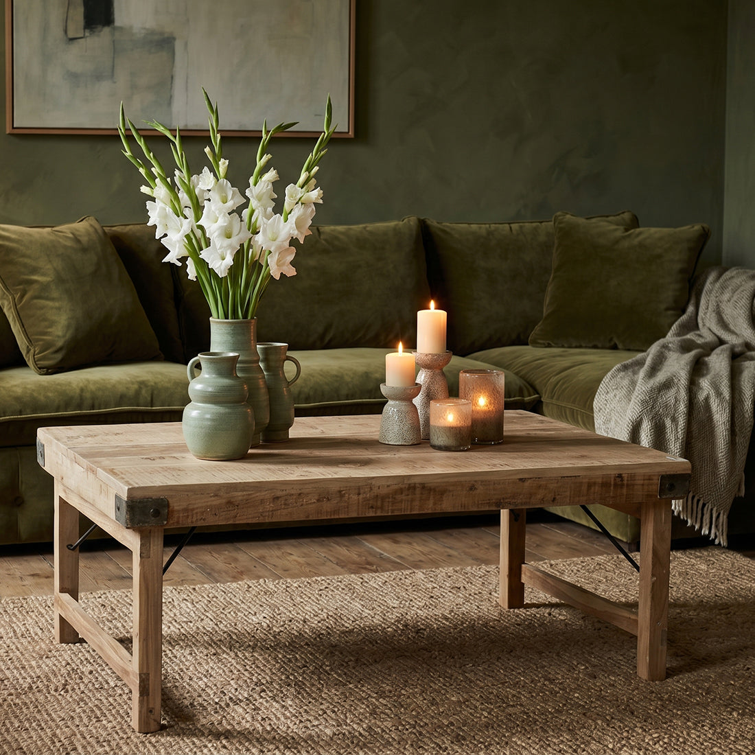 Limewash Inklapbare Salontafel Raw Materials
