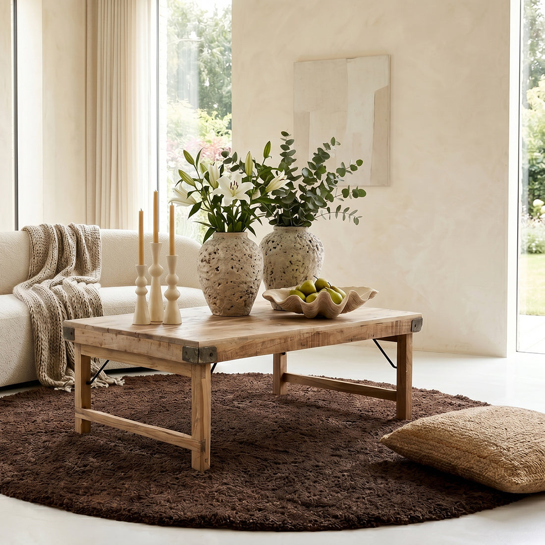 Limewash Inklapbare Salontafel Raw Materials
