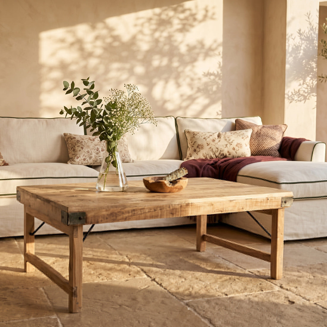 Limewash Inklapbare Salontafel Raw Materials