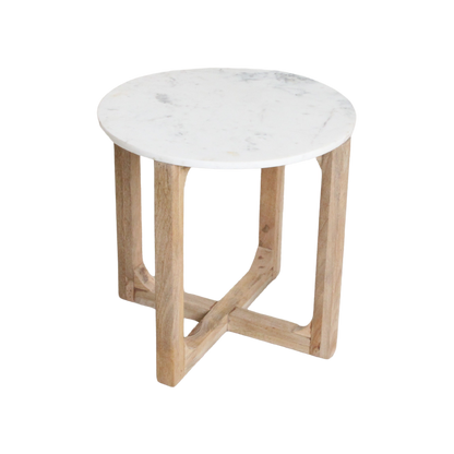 Marmeren bijzettafel Rond Wit Raw Materials